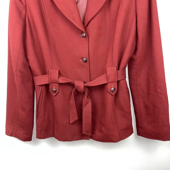 Casual Corner Rust Red Orange Button Front Blazer Jacket Wrap Wool Womens 10 EUC - Picture 3 of 9